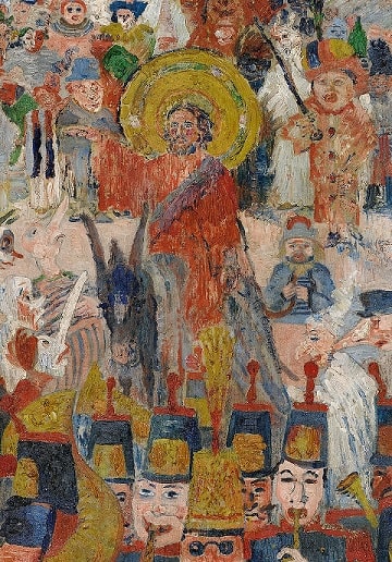 Recorte da obra: "A Entrada de Cristo em Bruxelas" (1888), de James Ensor (1860 - 1949).