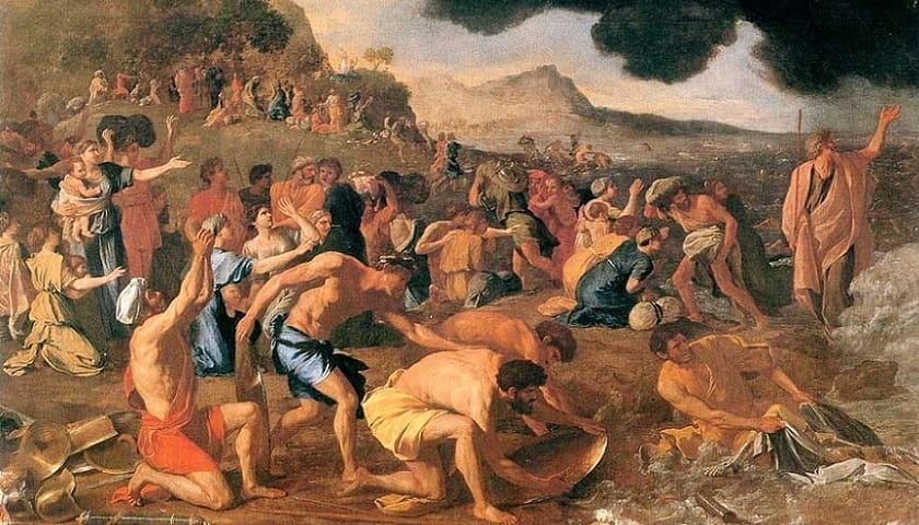 Obra: "A travessia do Mar Vermelho" (1634), de Nicolas Poussin (1594 – 1665).