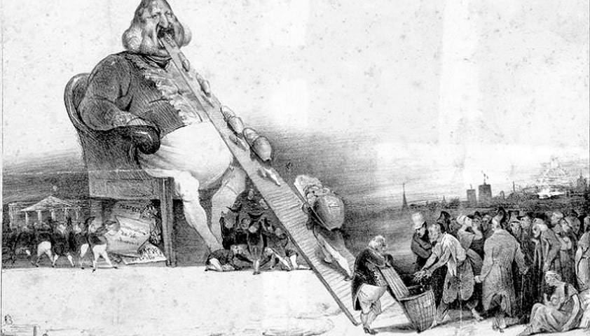 Recorte da obra: "Gargantua" (1831), de Honoré-Victorien Daumier (1808 - 1879).