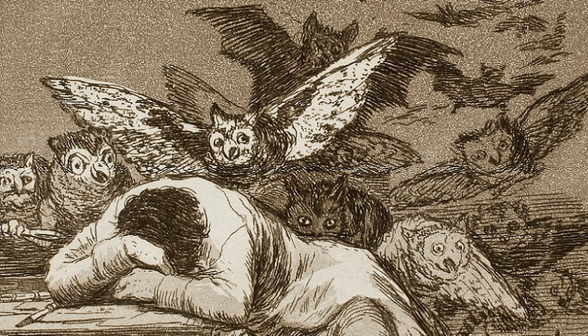 Recorte da obra: "O Sonho da Razão Produz Monstros" (1797-1798), de Francisco de Goya (1746–1828).