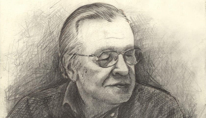 Olavo de Carvalho. Esboço à lápis grafite.