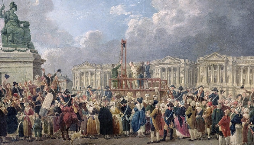 Obra: "Une exécution capitale, place de la Révolution" (1793), de Pierre-Antoine Demachy (1723 – 1807).