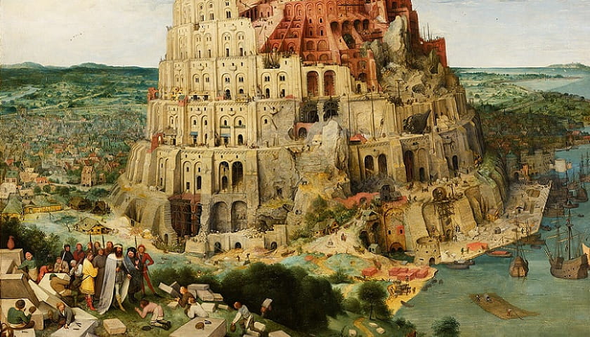 Recorte da obra: "The Tower of Babel " (1563), de Pieter Bruegel the Elder (1525/1530 – 1569).