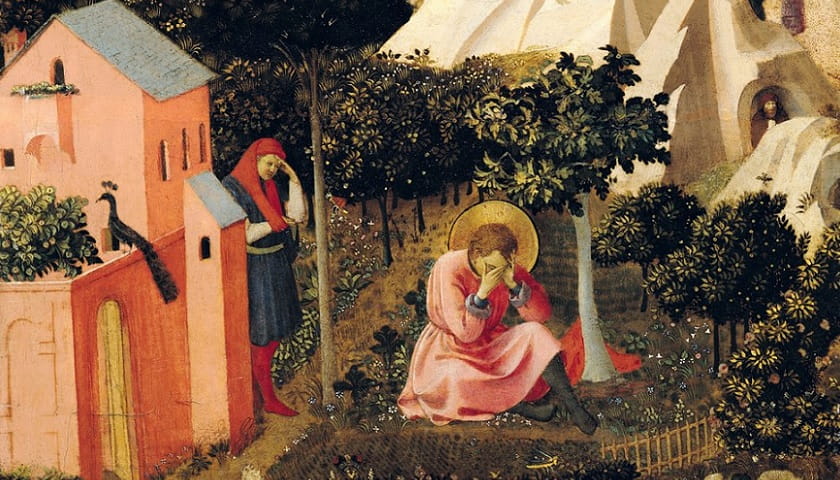 Recorte da obra: "A Conversão de Santo Agostinho" (aprox. 1430-1435), por Fra Angelico (c. 1395–1455).