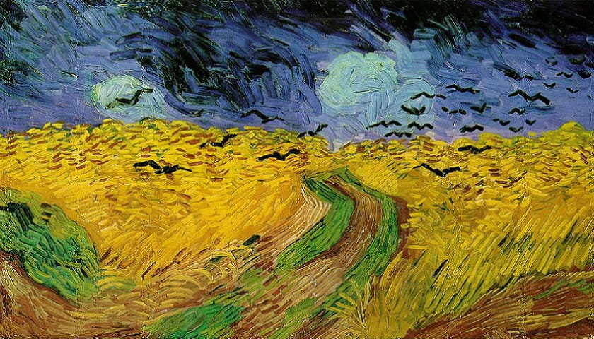 Recorte da obra: "Campo de Trigo com Corvos" (1890), de Vincent van Gogh (1853-1890).