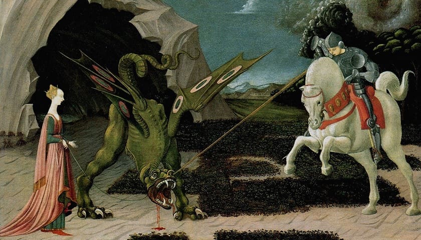 Recorte da Obra: "São Jorge e o Dragão" (aprox. 1470), de Paolo Uccello (1397–1475).