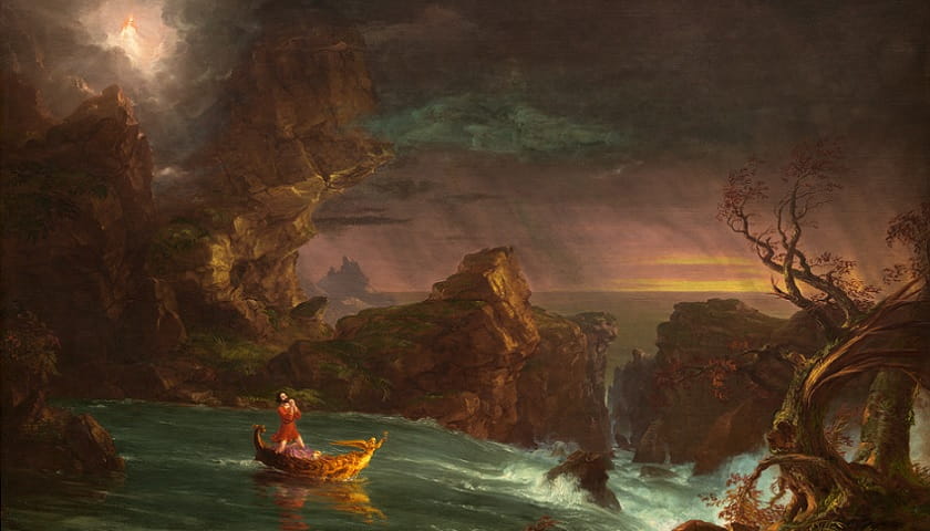 Recorte da obra: "The Voyage of Life Manhood" (1842), de Thomas Cole (1801–1848).