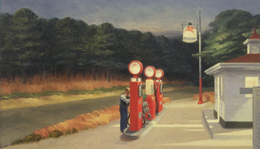 Recorte da obra: "Gas" (1940), de Edward Hopper (1882-1967).