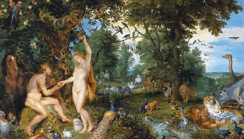 Recorte da obra: "O Jardim do Éden com a Queda do Homem" (c. 1615), de Peter Paul Rubens (1577-1640).