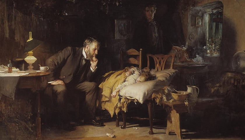 Recorte da obra: "The Doctor" (1891), de Luke Fildes (1843-1927).