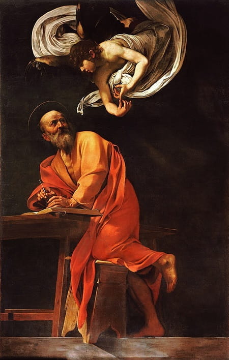 Obra: "A Inspiração de São Mateus" (1602), de Caravaggio (1571-1610).