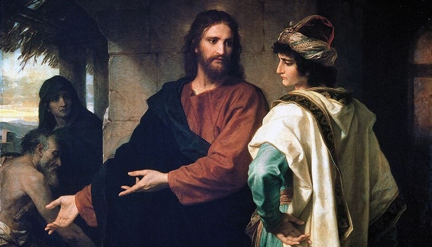 Recorte da obra: "Christ and the Rich Young Ruler" (c. 1889), de Heinrich Hofmann (1824–1911).