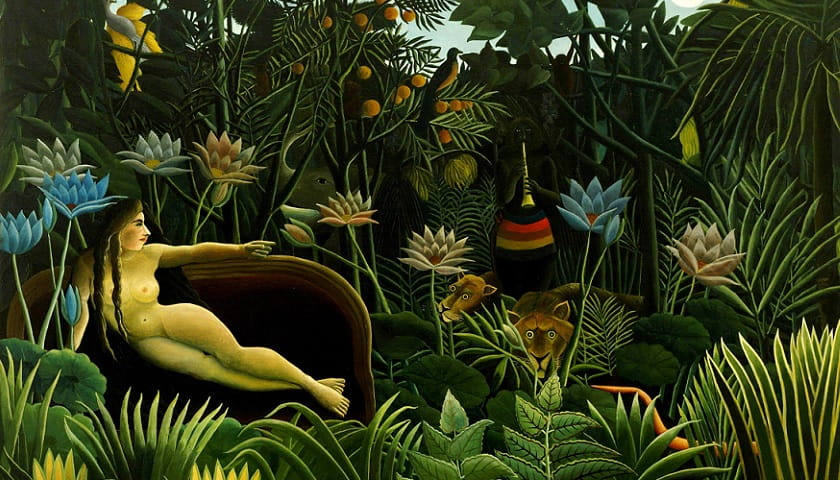 Recorte da obra: "O Sonho" (1910), de Henri Rousseau (1844–1910).