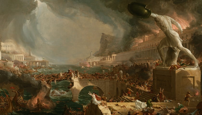 Recorte da obra: "The Course of Empire" (1836), de Thomas Cole (1801–1848).