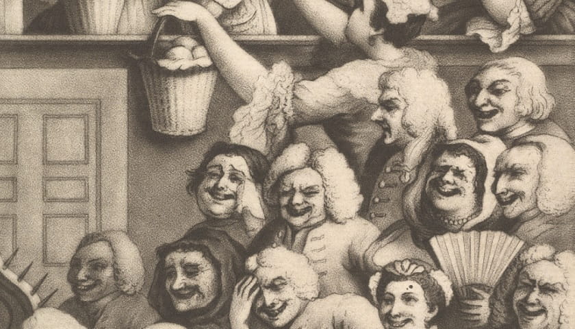 Recorte da obra: "The Laughing Audience" (1733), de William Hogarth (1697-1764).
