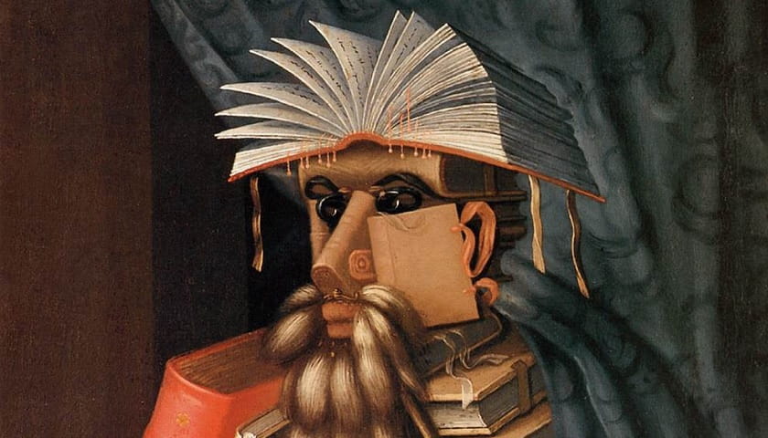 Recorte da obra: "The Librarian" (c. 1570), de Giuseppe Arcimboldo (1527–1593).
