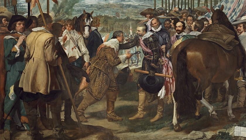 Recorte da obra: "The Surrender of Breda" (c. 1635), de Diego Velázquez (–1660).
