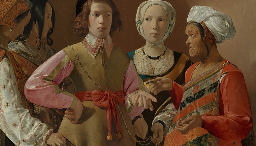 Recorte da obra: "A advinha" (provavelmente década de 1630), de Georges de La Tour (1593–1653)