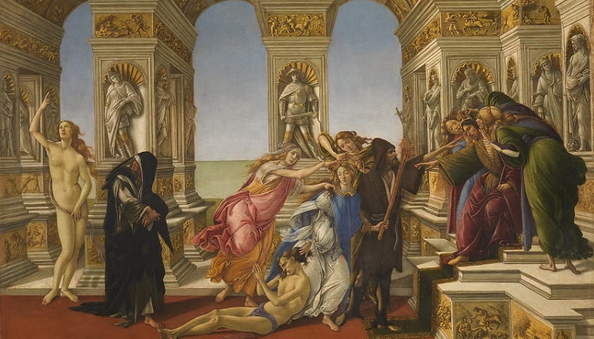 Recorte da obra: "Allegoria della calunnia" (c. 1495), de Sandro Botticelli (1445-1510).