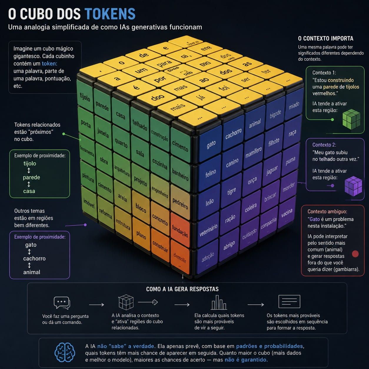 Analogia entre cubo mágico e IA. 