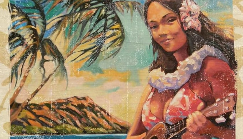 Recorte da obra: "Girl With Ukulele", de Wade Koniakowsky.