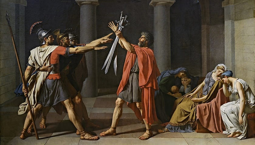 Recorte da obra: "O Juramento dos Horácios" (1784), de Jacques-Louis David (1748-1825).