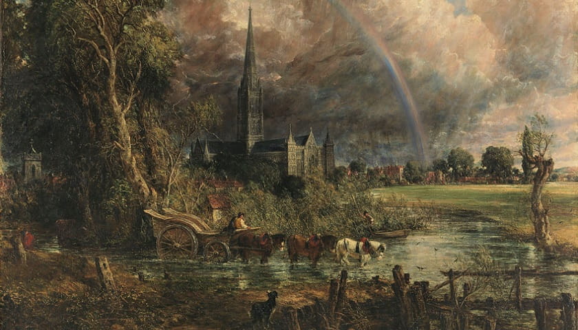Recorte da obra: "Salisbury Cathedral from the Meadows" (1831), de John Constable (1776-1837).