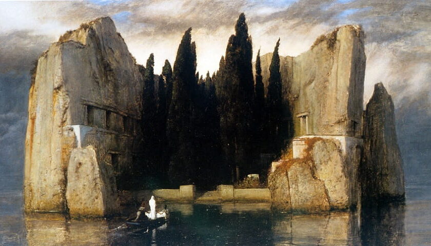 Recorte da obra: "A Ilha dos Mortos" (1883), de Arnold Böcklin (1827–1901.