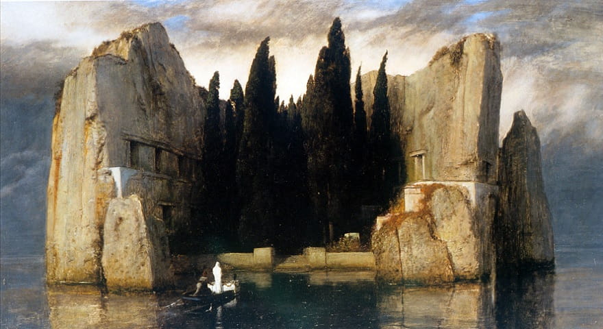 Recorte da obra: "A Ilha dos Mortos" (1883), de Arnold Böcklin (1827–1901.