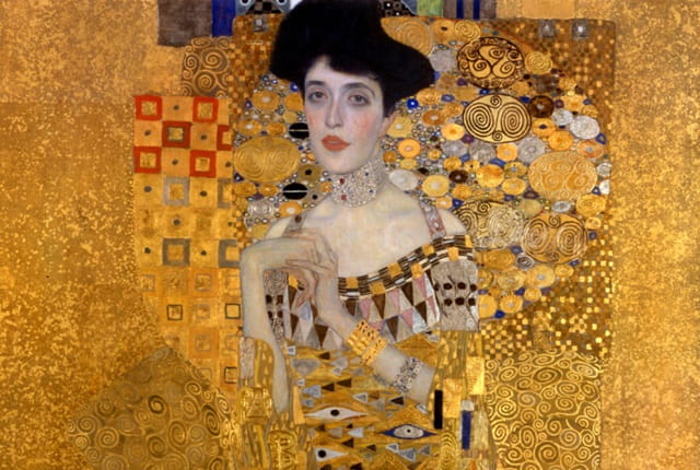 Recorte da obra: "Adele Bloch Bauer" (1907), de Gustav Klimt (1862–1918).