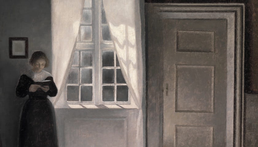 Recorte da obra: "Interior from Strandgade 30" (1900), de Vilhelm Hammershøi (1864–1916).
