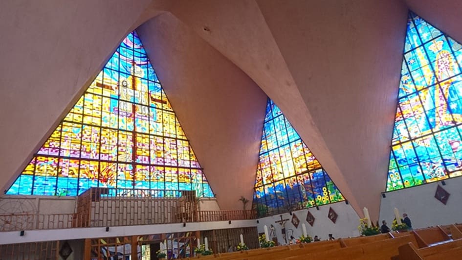 Parroquia Nuestra Señora Aparecida del Brasil (Paróquia Nossa Senhora Aparecida do Brasil), no bairro Jardín Balbuena, na Cidade do México (México).