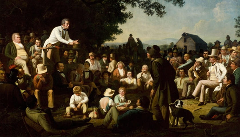 Recorte da obra: "Stump Speaking" (1853–1854), de George Caleb Bingham (1811–1879).