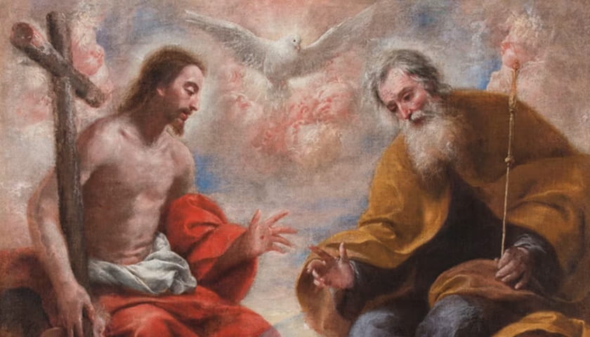 Recorte da obra: "The Holy Trinity" (século XVII), de Francisco Caro (1627–1667).