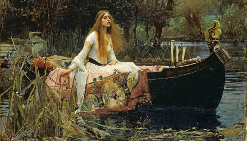 Recorte da obra: "Lady of Shalott" (1888), de John William Waterhouse (1849-1917).