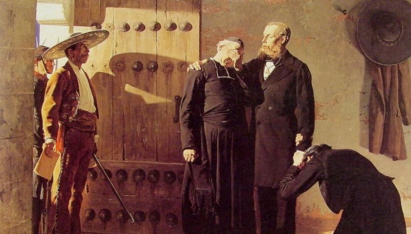 Recorte da obra: "Os últimos momentos do imperador Maximiliano do México" (1882), de Jean-Paul Laurens (1838-1921).